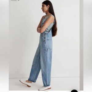 Denim Oversized Carpenter Overalls in Aldott Wash